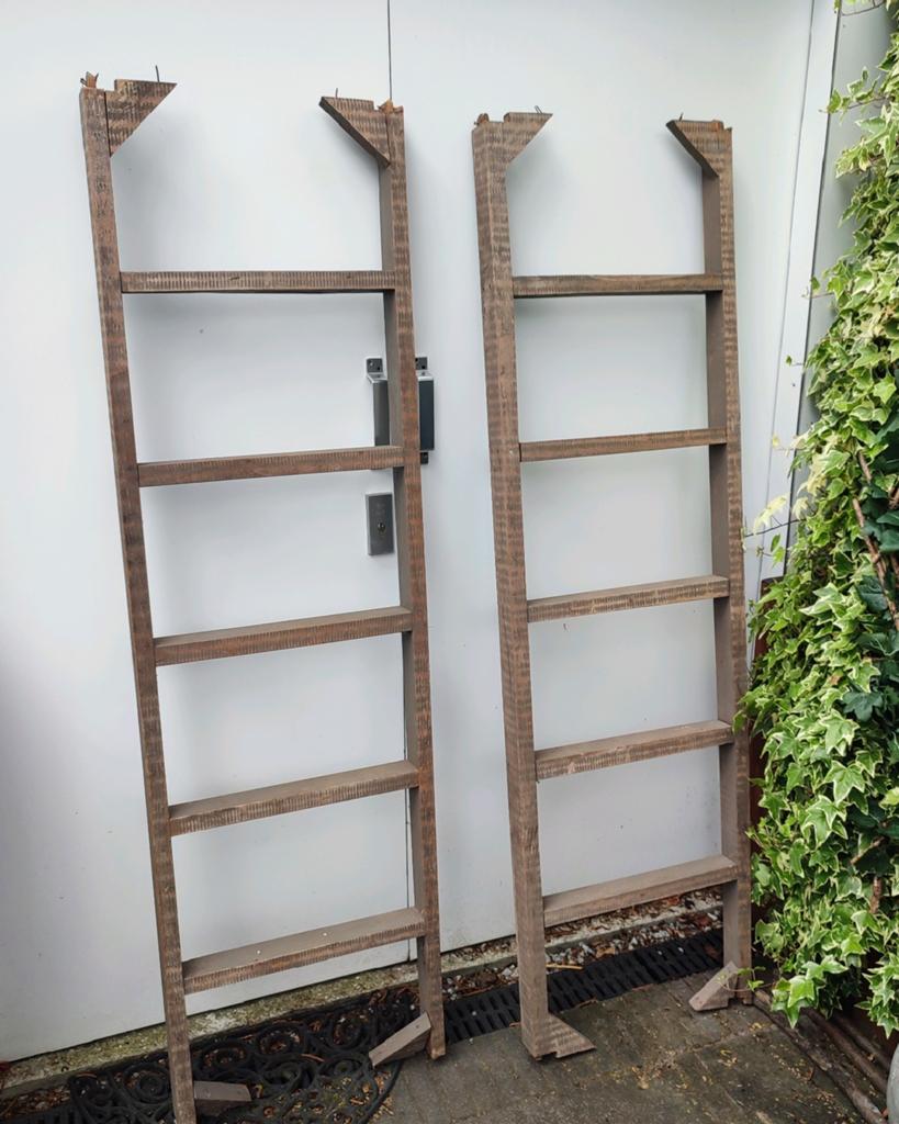 Brocante Houten Ladder Trap muurtrap 50x175 : €17,50 p.stuk, Antiek en Kunst, Ophalen