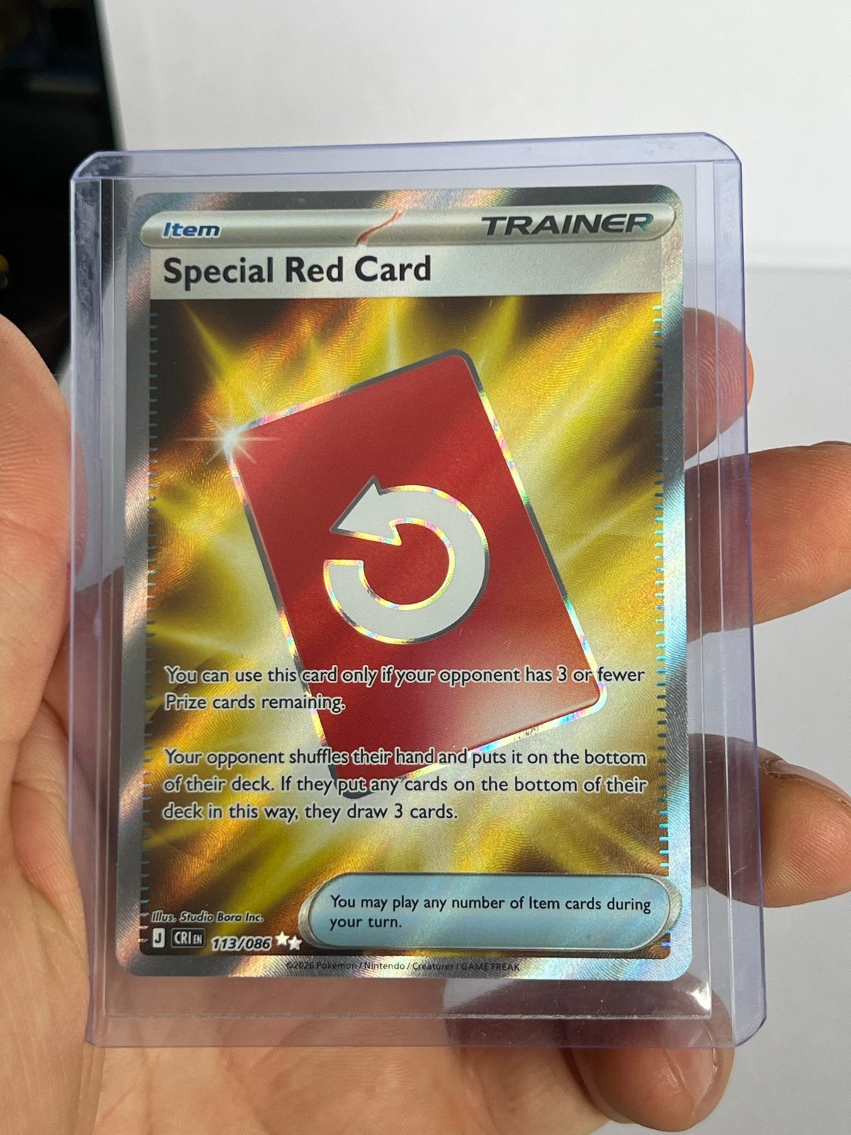 Pokémon Special Red Card Trainer Kaart (Foil), Ophalen of Verzenden, Zo goed als nieuw, Losse kaart, Foil