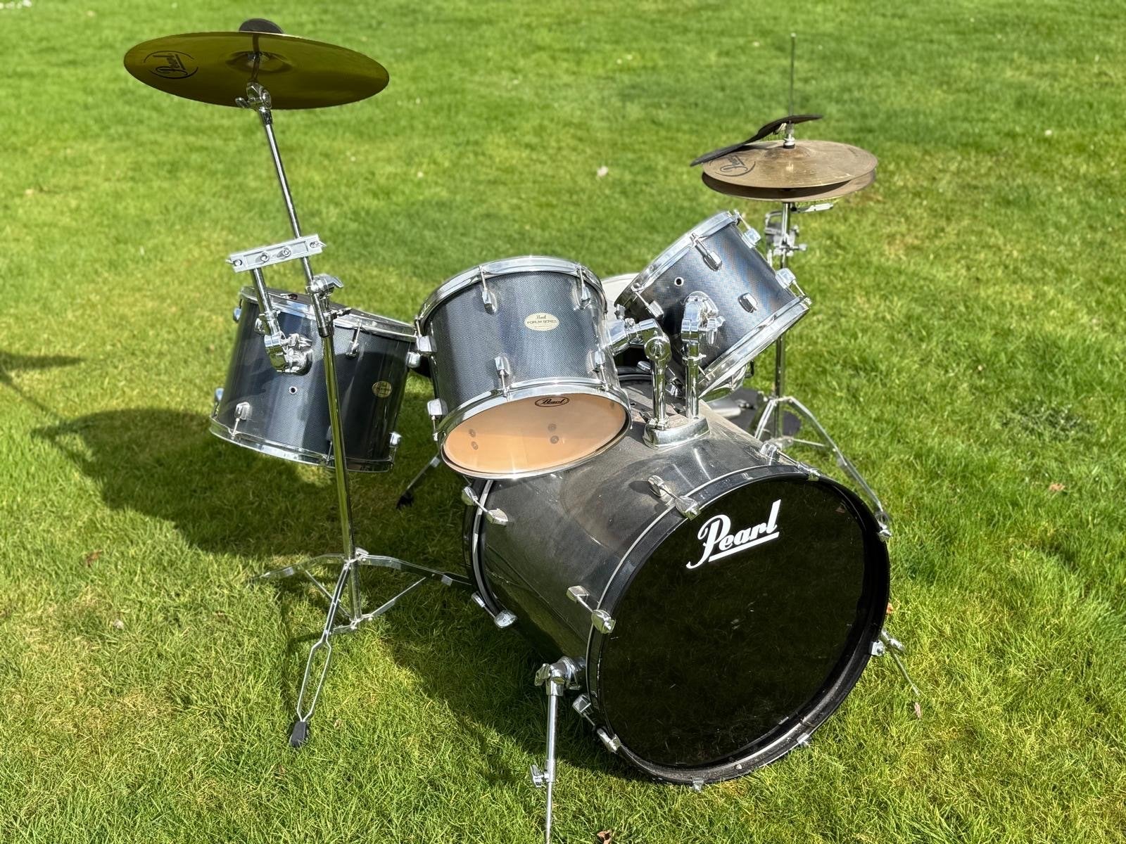 Pearl drumstel met demper lappen en krukje, Ophalen of Verzenden, Gebruikt, Pearl