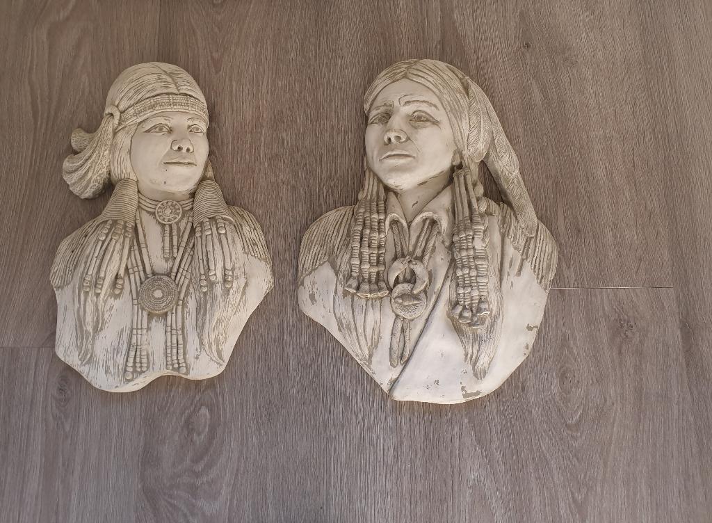 betonnen beelden indianen om op te hangen, Verzamelen, Beelden en Beeldjes, Ophalen, Nieuw, Mens