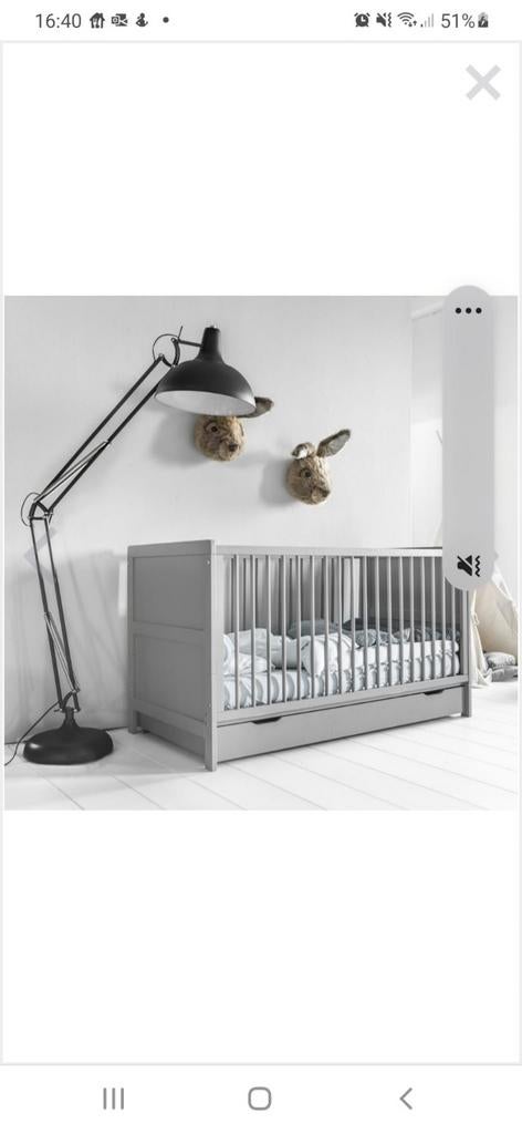 Grijs ledikant met lade mee groei bed, Ophalen, Gebruikt, Ledikant