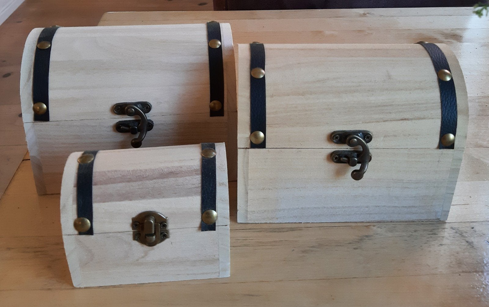 houten schat kistjes 2 grote en 1 kleine in voorraad, Beige, Ophalen of Verzenden, Nieuw, Overige typen