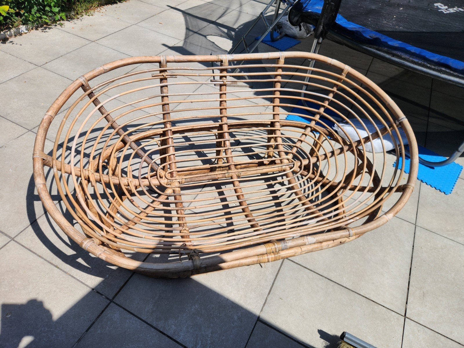 Loungestoel Mamasan bruin rotan, Ophalen, Gebruikt, Bruin, Vintage, Bohemien
