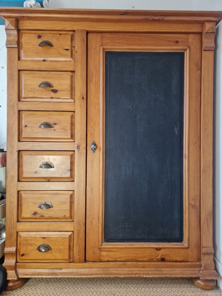 Grote oude grenen spekkast/meidenkast – 6 laden, Ophalen, Landelijk, brocante, vintage, Gebruikt, 100 tot 150 cm