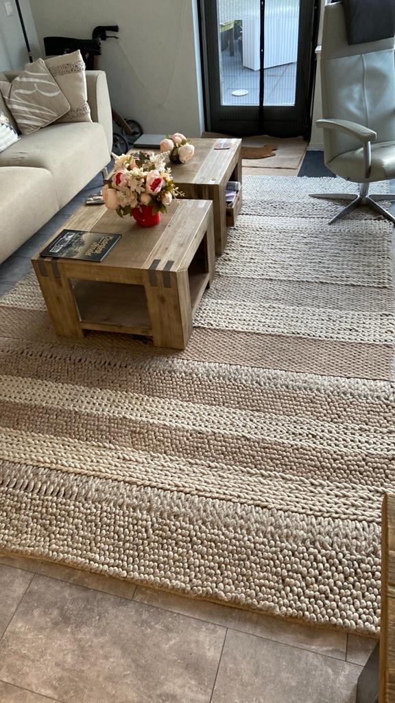 Wollen Vloerkleed 200x300 taupe, met beschadiging, Ophalen of Verzenden, Zo goed als nieuw, Rechthoekig, 200 cm of meer