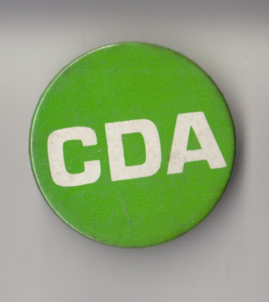 CDA Politieke button, Gebruikt, Niet vindbaar, Niet vindbaar, Speldje of Pin