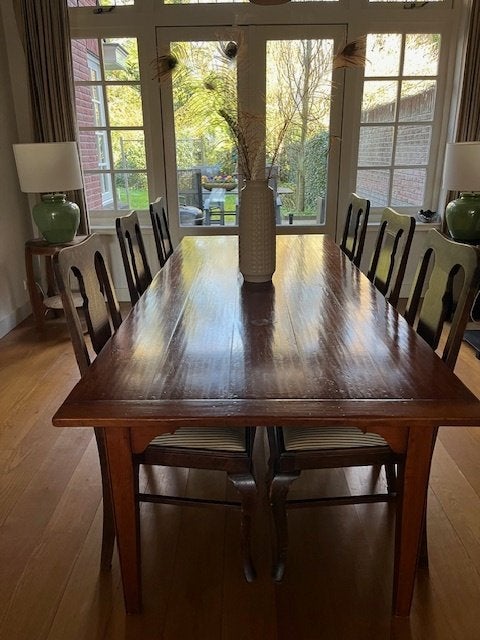 6 antieke Queen Ann stoelen+ antieke Kersenhouten tafel, Ophalen