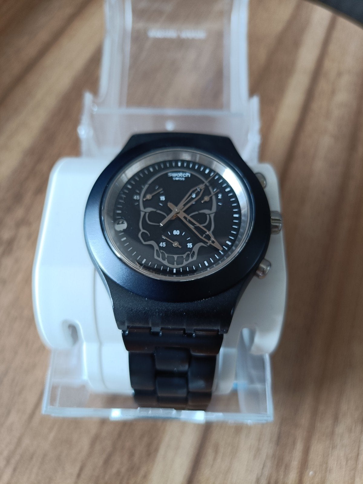 Swatch Irony Diaphane Chronograph Full Blooded Sk, Sieraden, Tassen en Uiterlijk, Horloges | Heren, Ophalen of Verzenden, Zo goed als nieuw