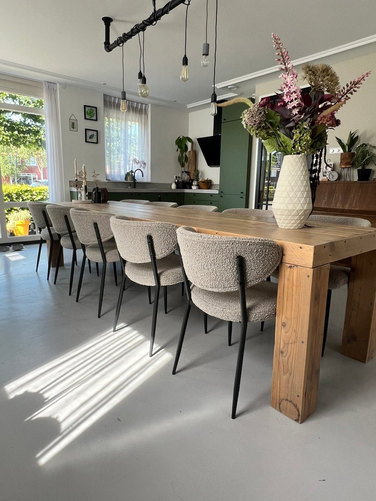 Eetkamerstoel Drena van Kwantum - 4 stoelen, prijs per stuk, Ophalen, Zo goed als nieuw, Grijs, Stof