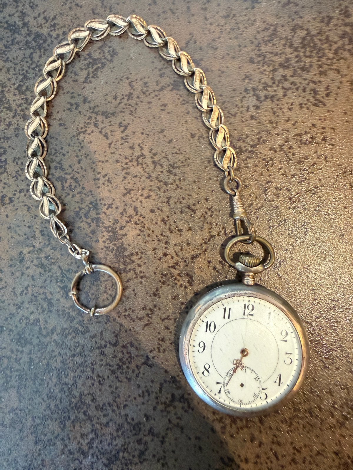 Antiek zakhorloge Ancre de Précision 15 Rubis met ketting, Overige merken, Zakhorloge, Staal, 1900 tot 1930