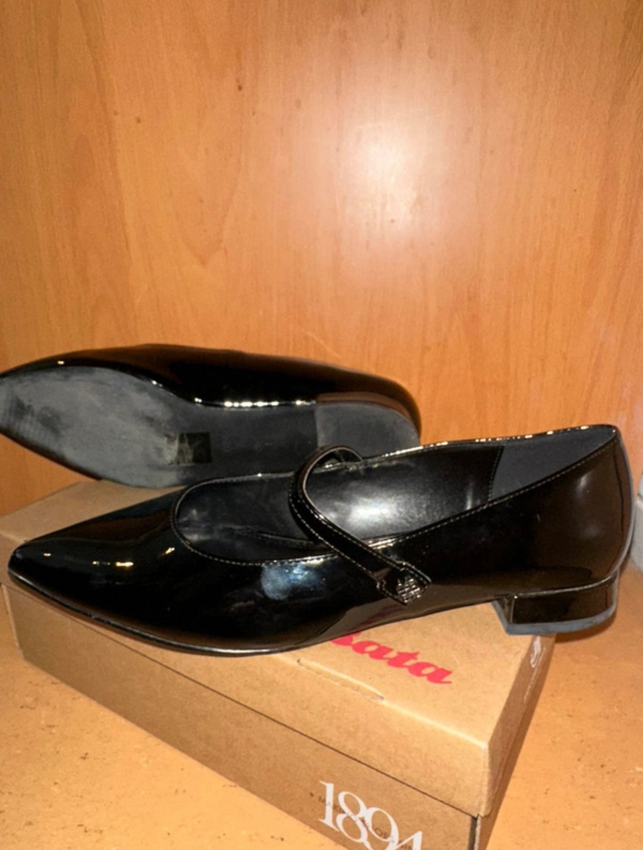Bata zwarte leren ballet ballerina flats platte schoenen, Zwart, Ballerina's, Ophalen of Verzenden, Bata