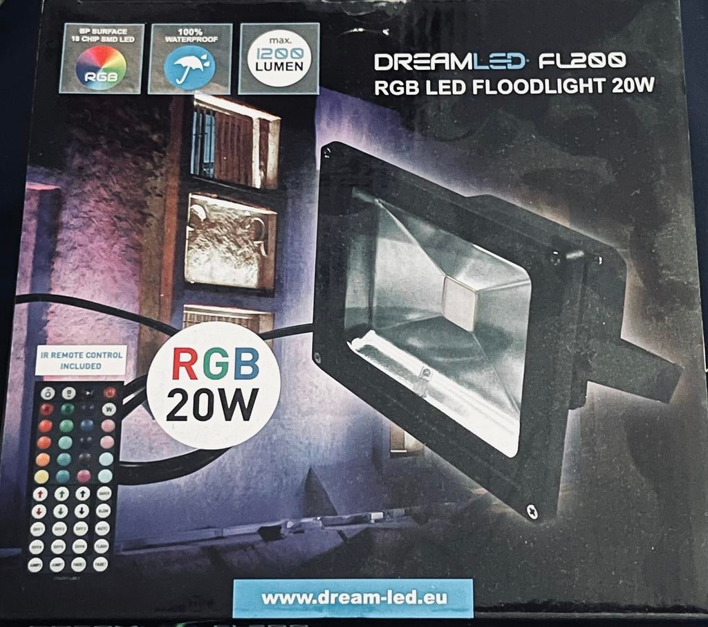 DreamLED FL200 RGB Floodlight Construction 20W, Verzenden, Zo goed als nieuw, Minder dan 50 watt, Lamp