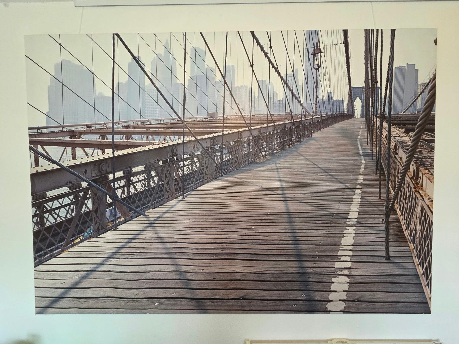 Grote foto van de Brooklyn Bridge, New York, Huis en Inrichting, Ophalen of Verzenden, Gebruikt, Foto of Poster