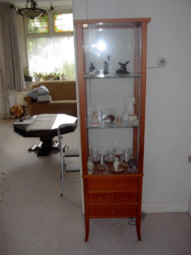 Vitrinekast met verlichting, Ophalen, Met deur(en), Vintage, 50 tot 100 cm