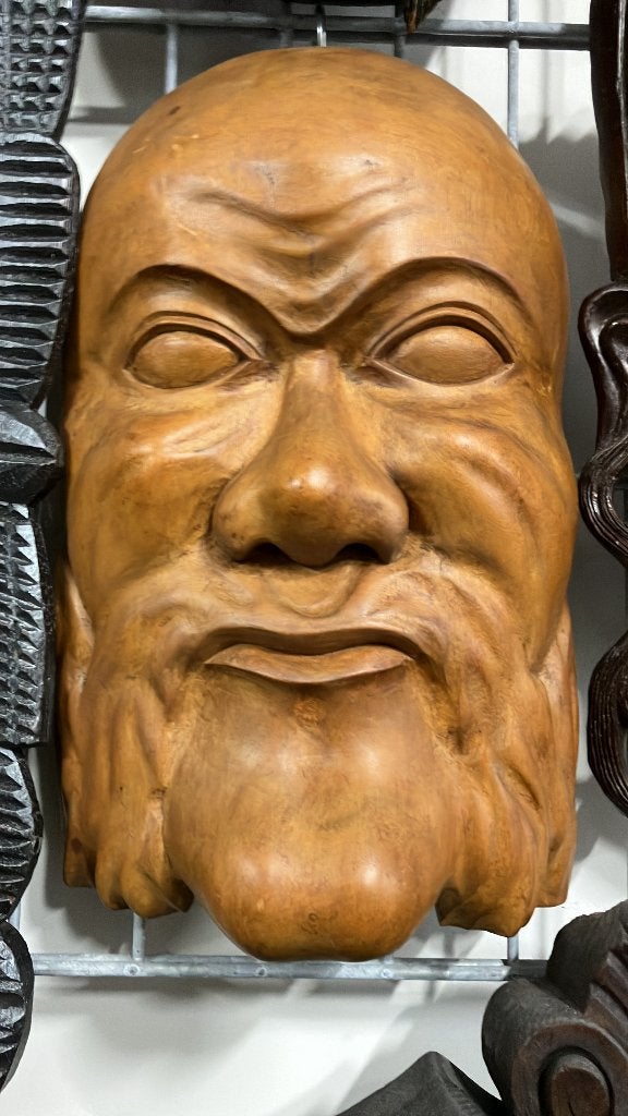 Prachtig Massief Houtsnijwerk (34 cm), Hout, Masker, 35 cm, Indonesië