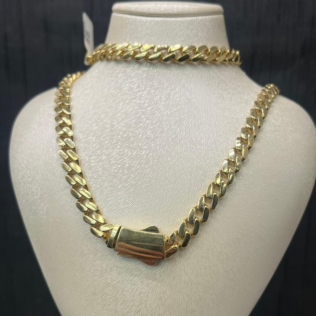 14 karaat gouden ketting cuban schakel 50cm, Ophalen of Verzenden, Zo goed als nieuw, Goud