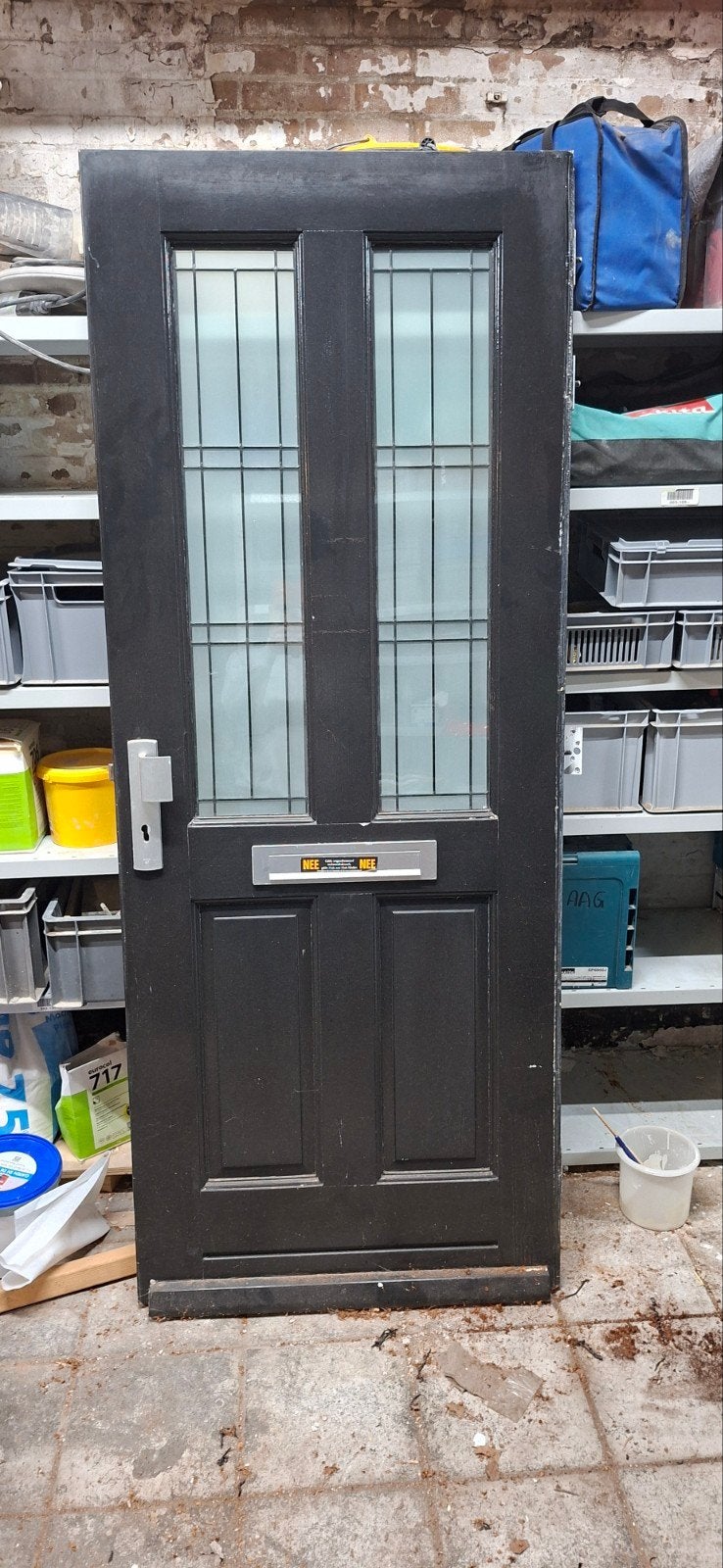 Buitendeur 823x2080mm met glas en 3-puntsluiting, Ophalen, 80 tot 100 cm, 200 tot 215 cm, Glas