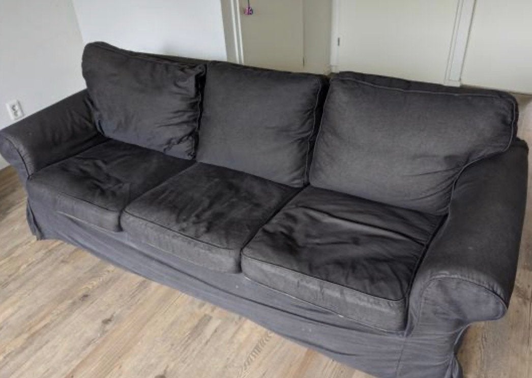 IKEA Ektrop driezitsbank - zwarte hoes, Ophalen, Gebruikt, 100 tot 125 cm, Driepersoons