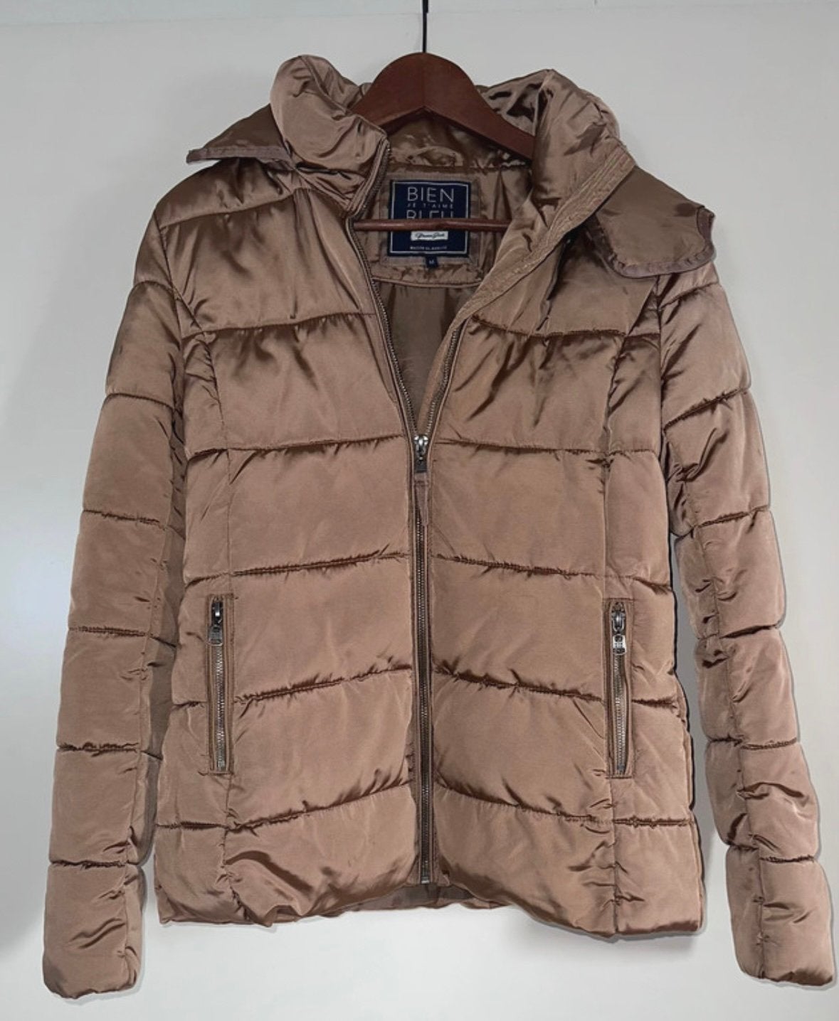 Gewatteerde winterjas taupe/brons maat M, Ophalen of Verzenden, Gedragen, Maat 38/40 (M), Beige
