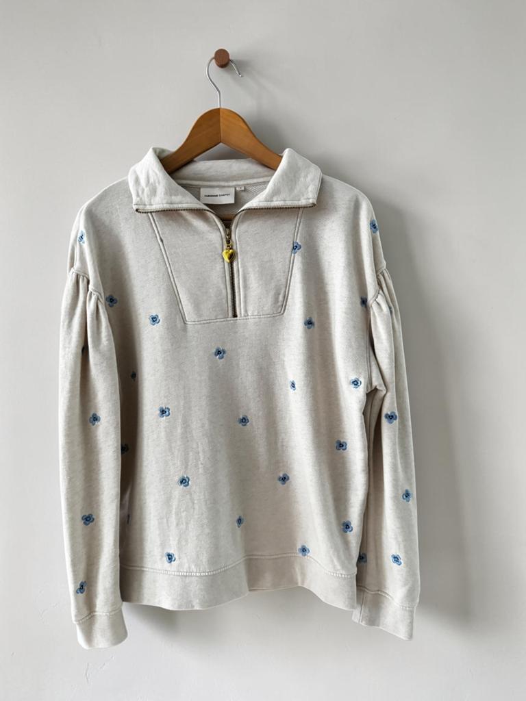 Fabienne Chapot trui beige sweater zina S small 36 bloemen, Kleding | Dames, Ophalen of Verzenden, Zo goed als nieuw, Maat 36 (S)