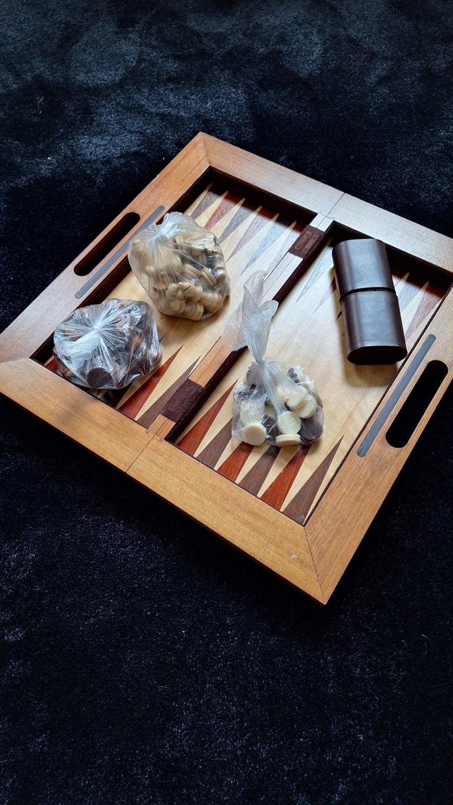 Schaken en Backgammon in Houten Reiskoffer, Een of twee spelers, Ophalen, Gebruikt