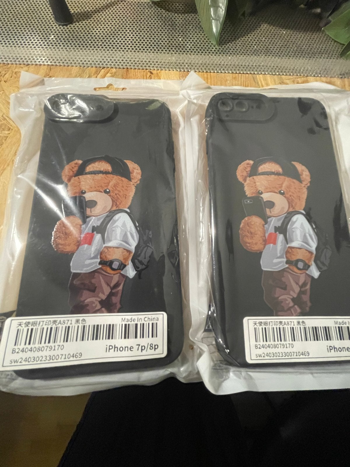 2x Telefoonhoesje iPhone 7 Plus / 8 Plus teddybeer desig, Telecommunicatie, Zwart, IPhone 7 Plus, Nieuw, Hoesje of Tasje