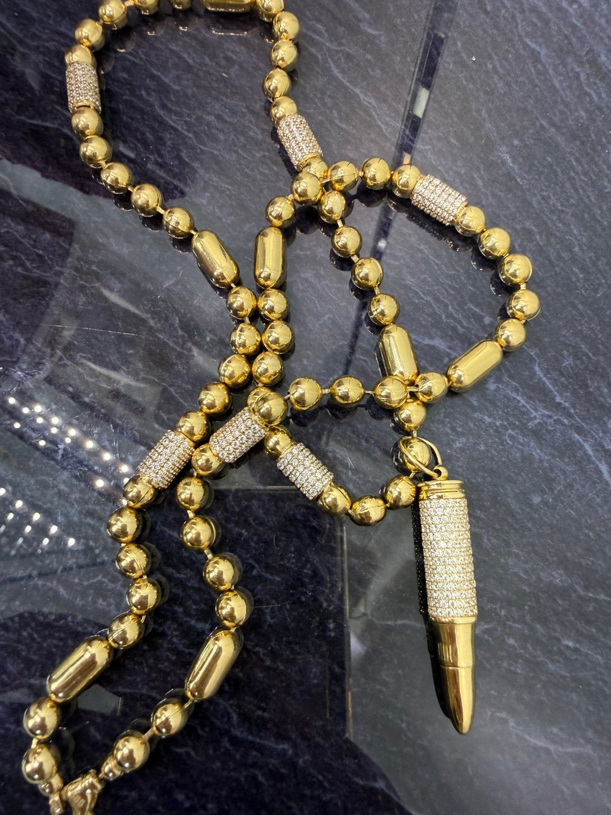 Prachtige 14k gouden balletjes ketting met kogel hanger, Ophalen of Verzenden, Nieuw, Goud