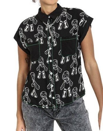 Hell Bunny Voodoo Doll Blouse Zwart, medium, nieuw, Maat 38/40 (M), Zwart, Nieuw, Ophalen of Verzenden