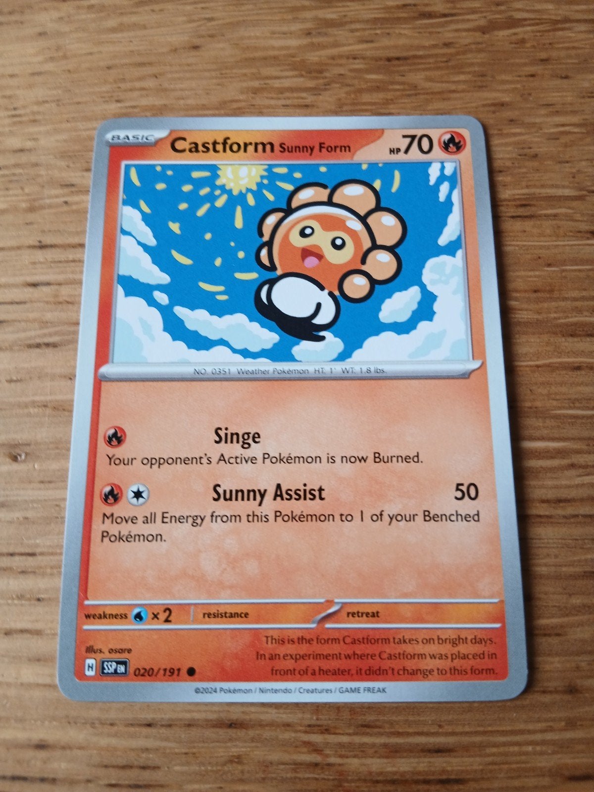 Castform Sunny Form Pokémon Kaart 020/191 SSP EN, Ophalen of Verzenden