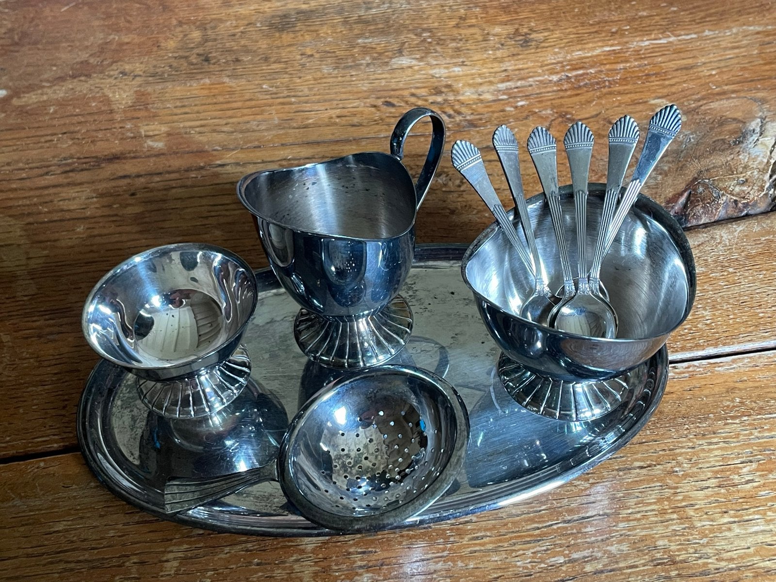 Vintage Verzilverd Tafelservies - Suikerpot, Melkkan, Lepels, Ophalen of Verzenden