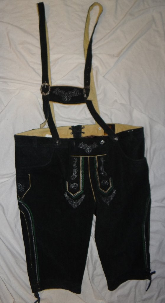 Mooie groene TIROLER/LEDERHOSE broek (Echt leer), Carnaval, Nieuw, Overige maten, Ophalen of Verzenden