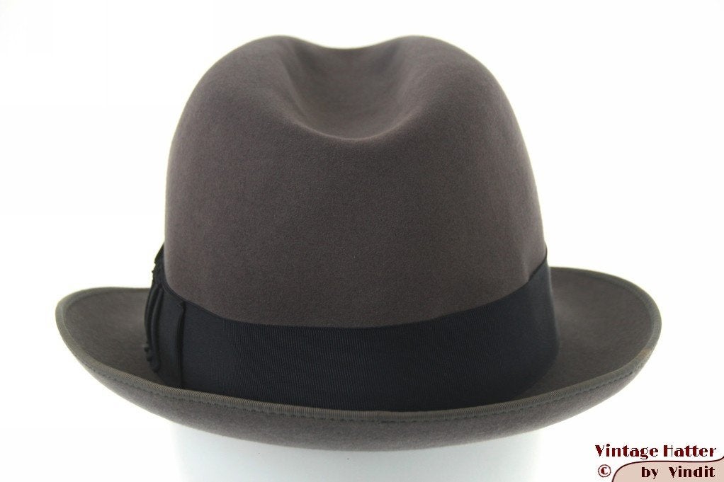 Vintage Gleufhoed Stetson Royal grijs vilt 56, Hoed, Stetson-europe.com, Ophalen of Verzenden, 57 cm (M, 7⅛ inch) of minder