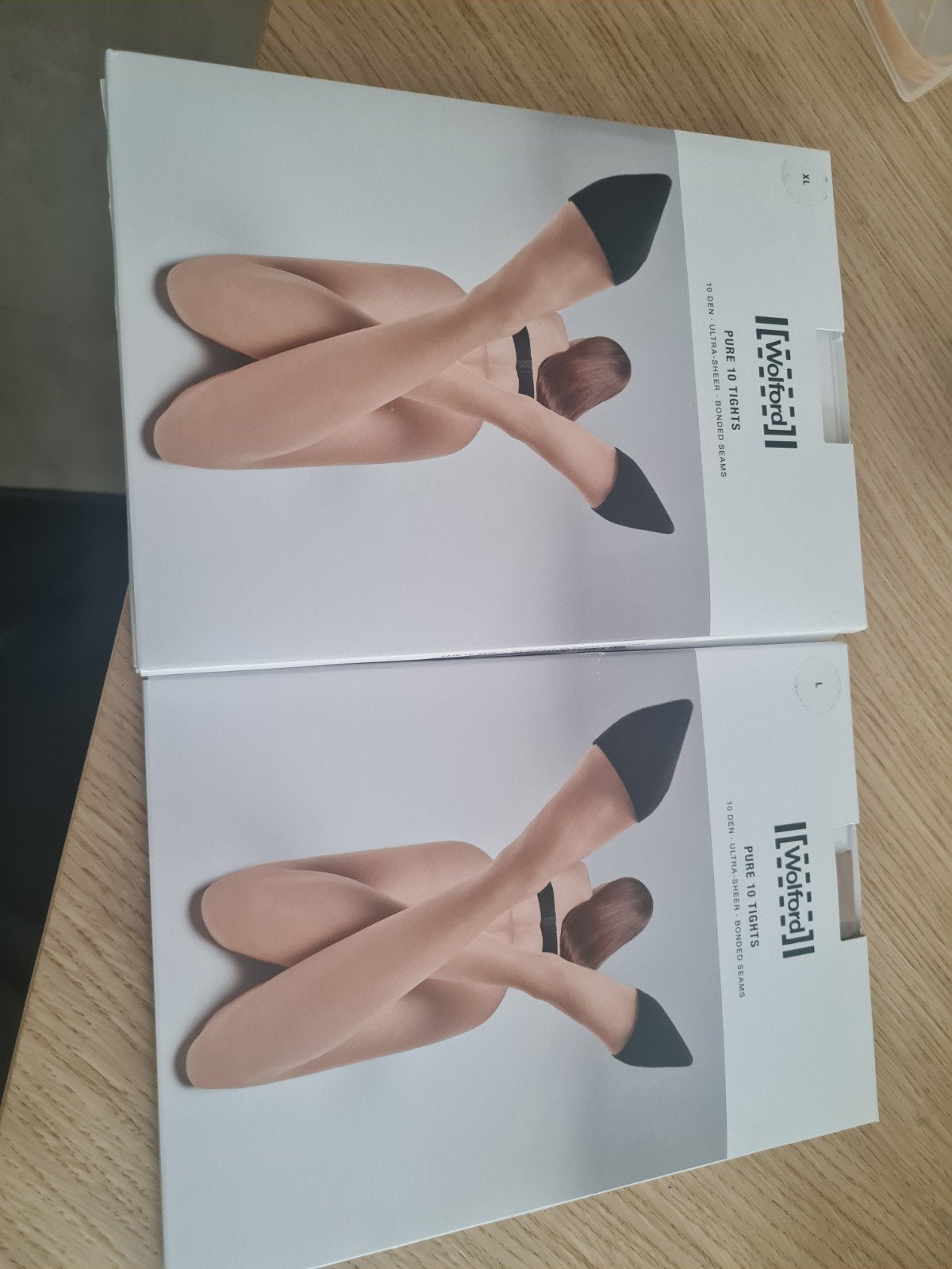Wolford Pure 10 denier panty's in Caramel en Gobi (L/XL), Beige, Nieuw, Ophalen of Verzenden, Maat 44/46 (L)