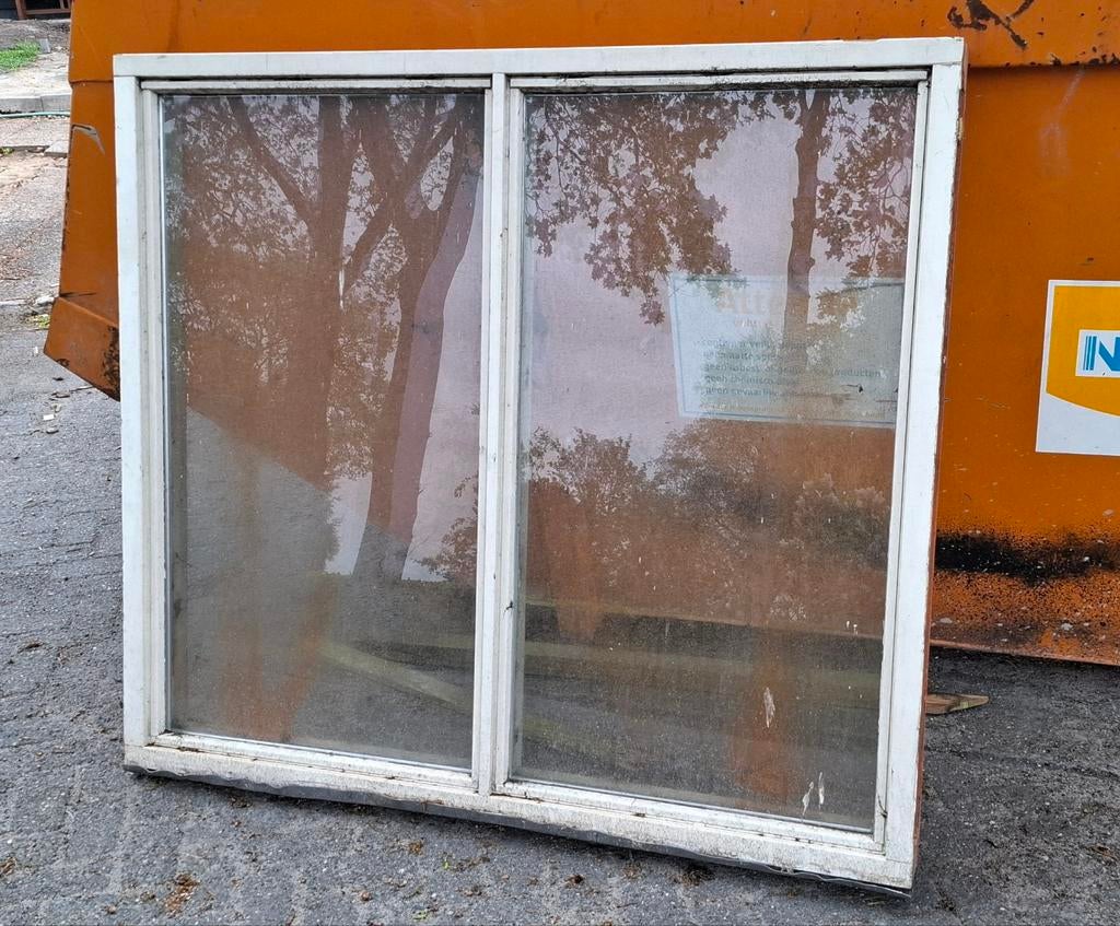 Raamkozijn met dubbel glas - 150x133,5cm, Ophalen, Hout, 75 tot 150 cm, 75 tot 150 cm