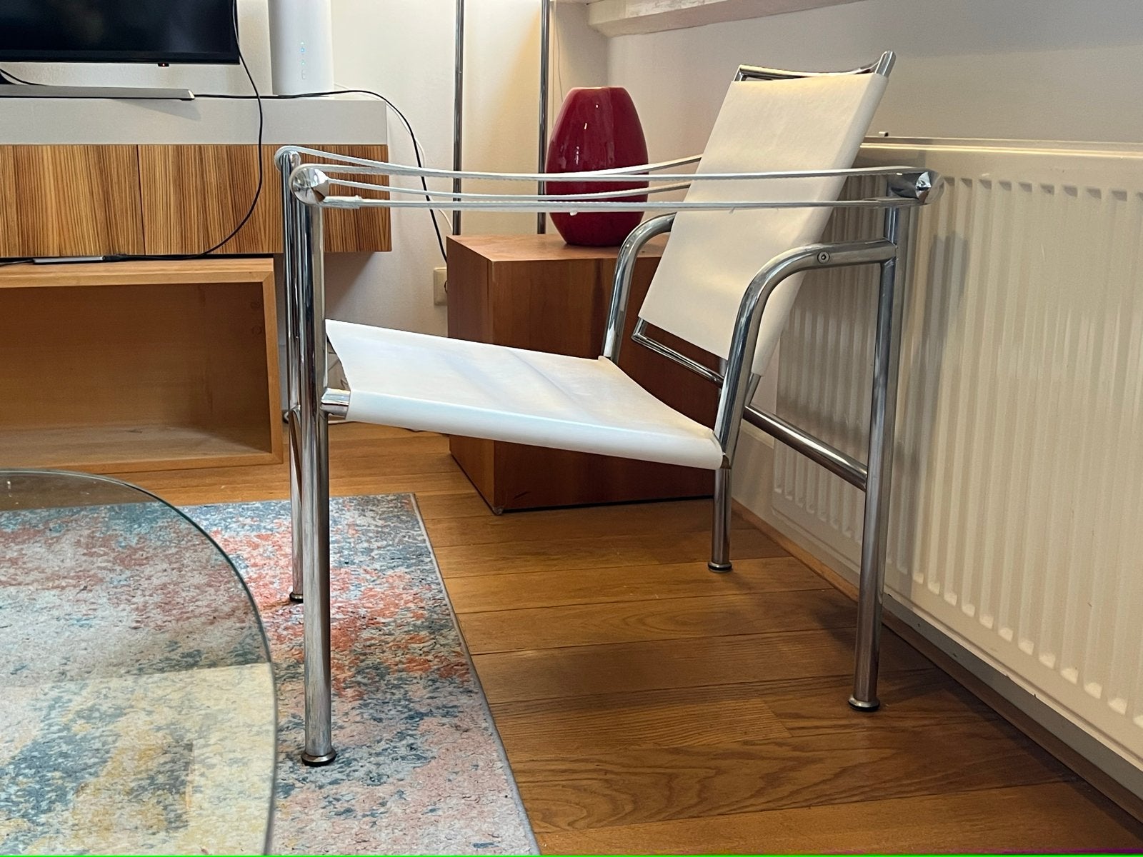 LC1 Cassina Replica, Gebruikt, Wit, Leer, Ophalen of Verzenden