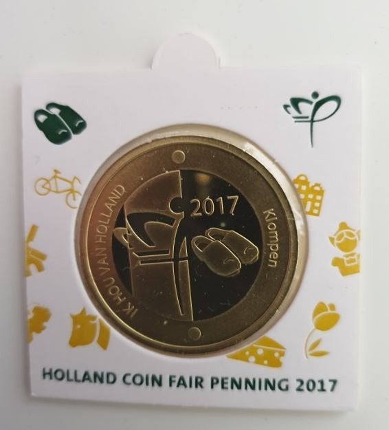 Holland Coin Fair Penning Klompen 2017 in munthouder, Postzegels en Munten, Munten | Nederland, Verzenden, Koningin Beatrix, Euro's