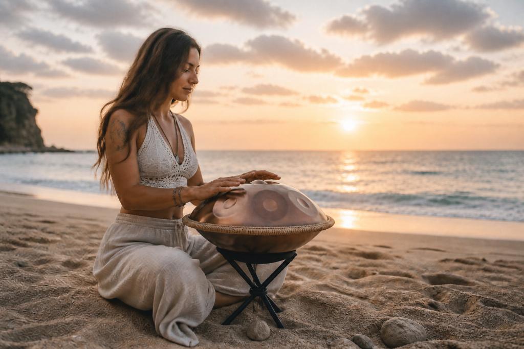Wave Handpan – 10 tonen D mineur 440 Hz goud, Ophalen of Verzenden, Nieuw, Overige merken