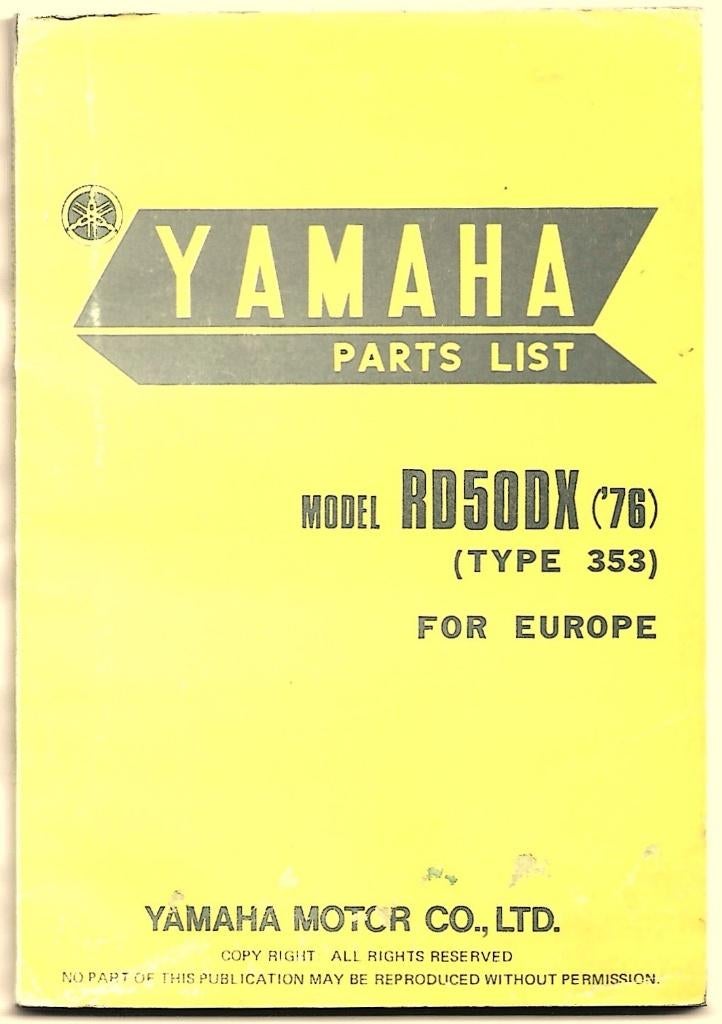 Yamaha RD50 DX Parts List Europa (8029z), Ophalen of Verzenden