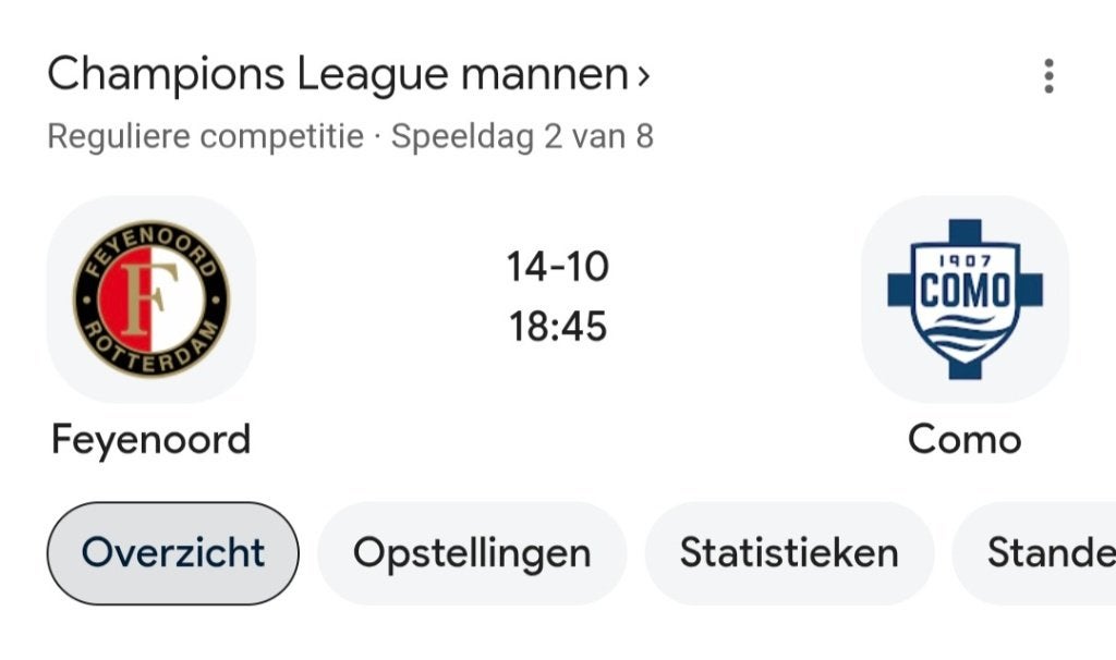 Feyenoord - como 14 oktober, Tickets en Kaartjes, Sport | Voetbal, Seizoenskaart, Twee personen, Oktober