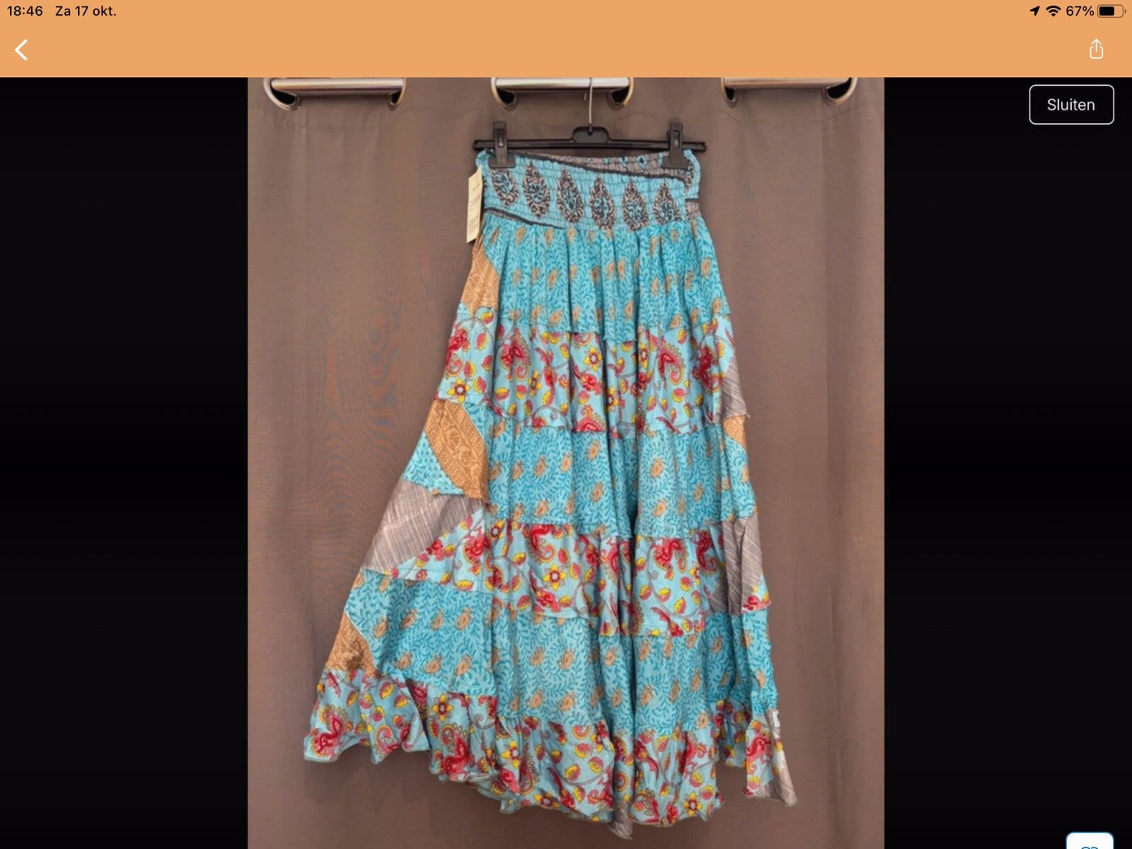 Bohemian Maxi Rok met Patroon - Maat S/M - Nieuw met kaartje, Blauw, Nieuw, Ophalen of Verzenden, Maat 36 (S)