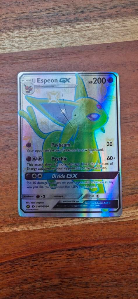 Espeon GX SV60/SV94 Shiny Vault Pokémon Kaart, Ophalen of Verzenden, Zo goed als nieuw, Losse kaart, Foil