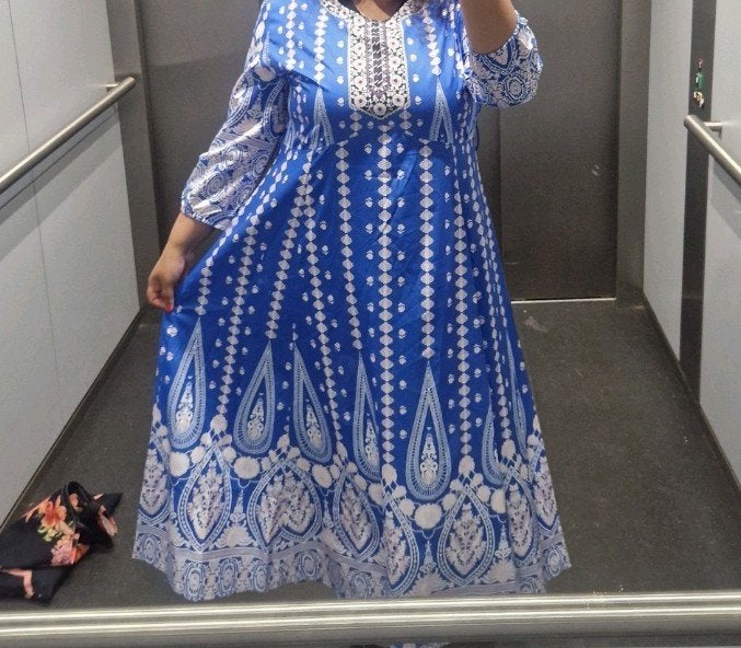 Oosterse traditionele stijl jurk maat xl blauw, Ophalen of Verzenden, Zo goed als nieuw, Maat 46/48 (XL) of groter, Blauw