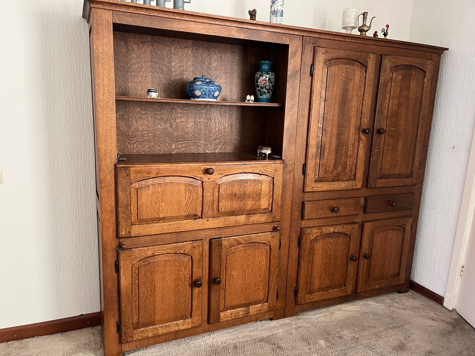 Eiken bufet kast, Ophalen, Gebruikt, Eikenhout, 200 cm of meer