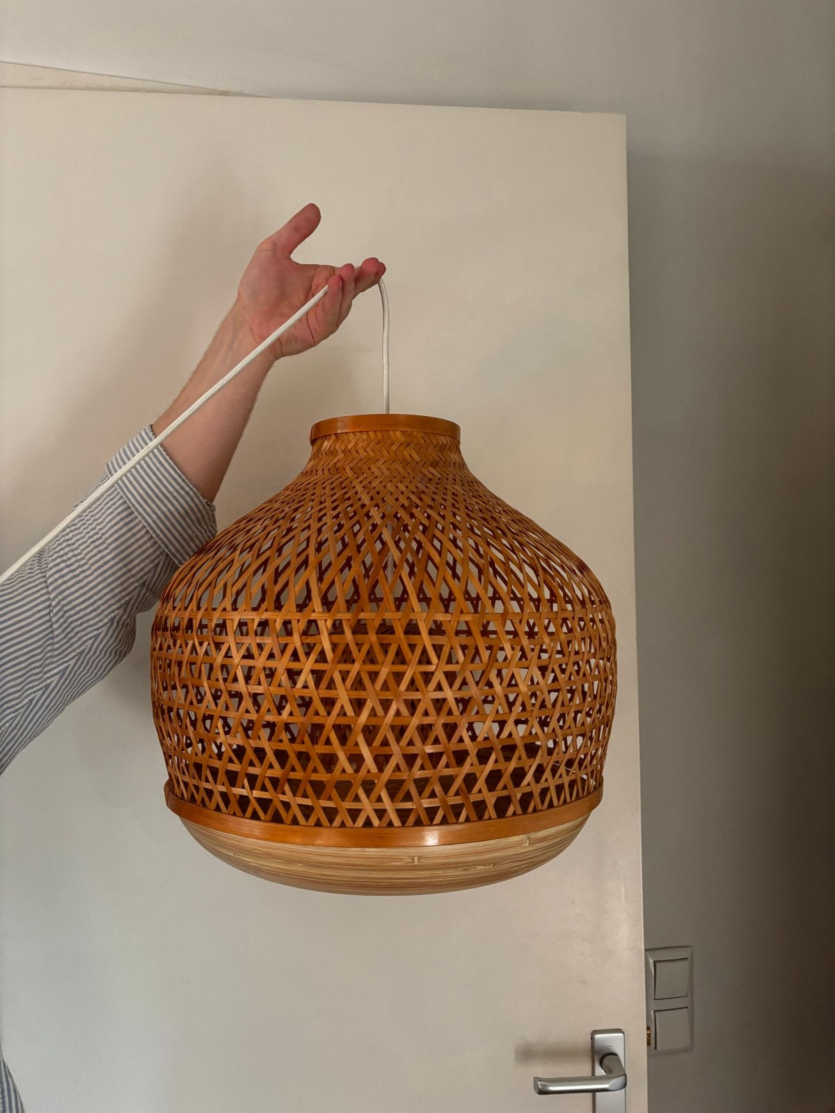 IKEA hanglamp, Huis en Inrichting, Ophalen of Verzenden, Zo goed als nieuw, Natuurlijk materiaal, E27 (groot)