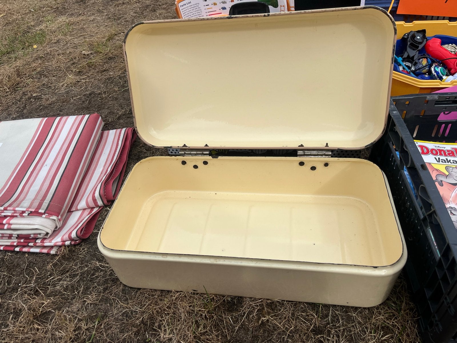 Vintage Broodtrommel - Crèmekleurig Emaille, Ophalen of Verzenden