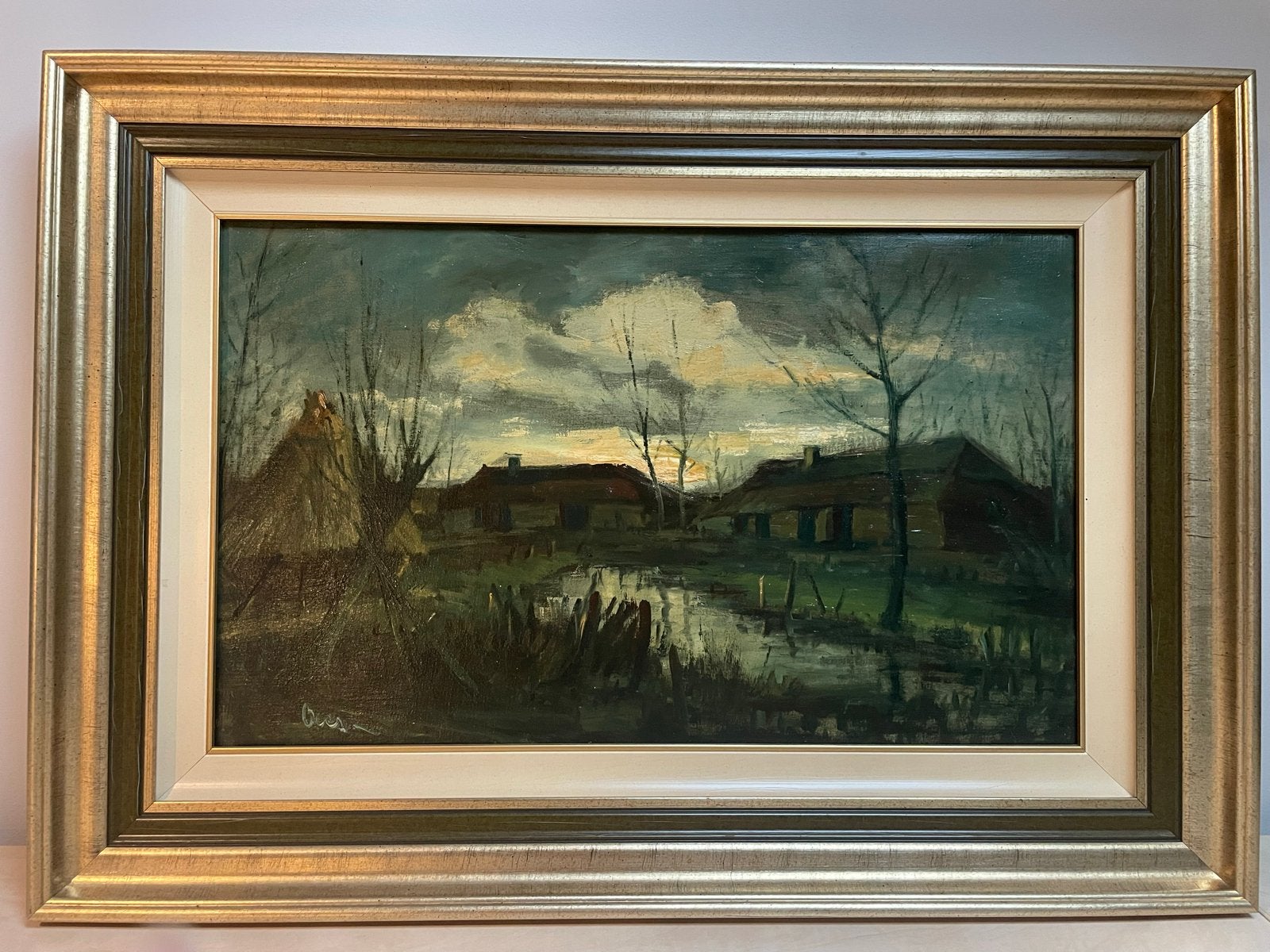 Sfeervol Peellandschap door Marinus Bies (gesigneerd), Antiek en Kunst, Ophalen, Doek, Realistisch, Gesigneerd