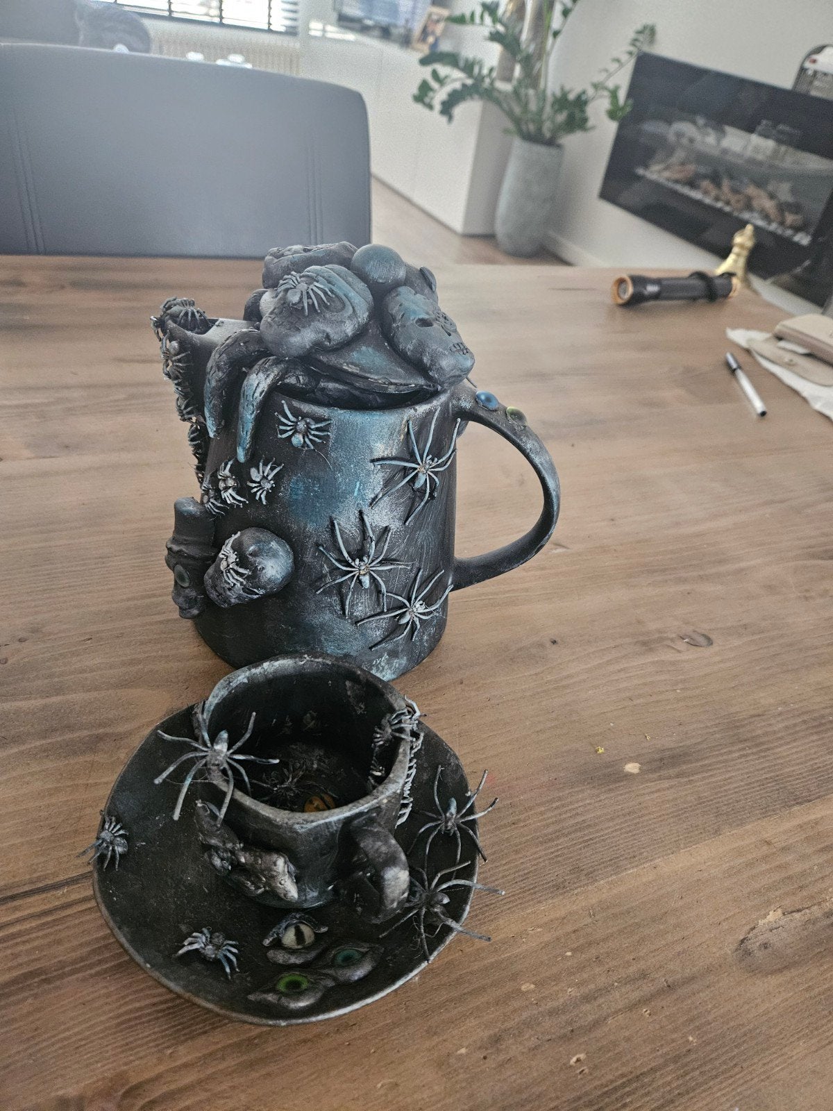 Halloween Theepot met kop en schotel, Ophalen