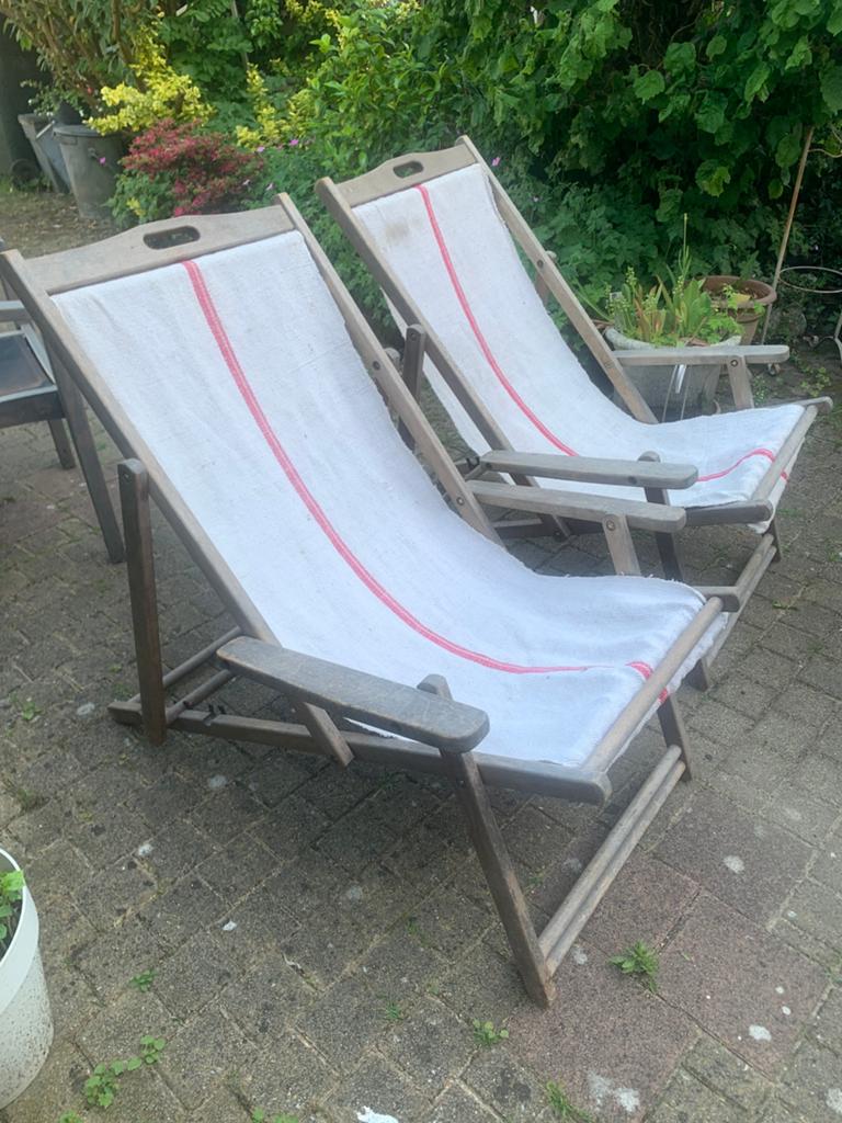 3 stands mooie houten srand stoelen, Tuin en Terras, Ophalen, Gebruikt, Hout