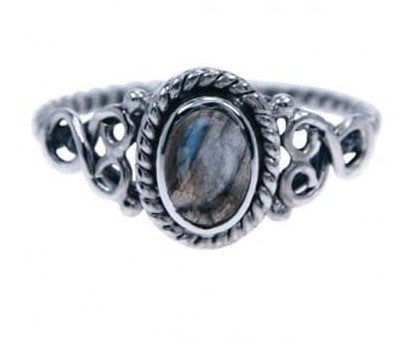 Echt zilveren ring met Labradoriet maat 18.5, 18 tot 19, Nieuw, Ophalen of Verzenden, Dame
