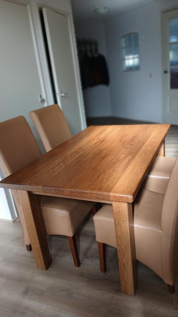 eetkamertafel met stoelen, Ophalen, Gebruikt, 100 tot 150 cm, 50 tot 100 cm